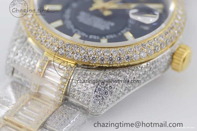 0203 Effortless Diamond Skydweller SS YG TWF Best Edition Black Dial on SS YG Bracelet Asian 23J to 2343